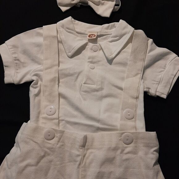 NWOT Infants 0-6 Month White 3pc Outfit - Picture 3 of 4